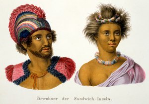 Nativos de las Islas Sandwich, Pacífico, del Estudio etnológico de varios tipos raciales de varios continentes, por C.I. Brodtmann, 1824 de Swiss School